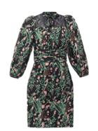 Matchesfashion.com Giambattista Valli - Pussy-bow Lace-trimmed Floral-print Silk Dress - Womens - Black Print