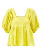 Matchesfashion.com Anaak - Bridgette Square-neck Cotton Top - Womens - Yellow