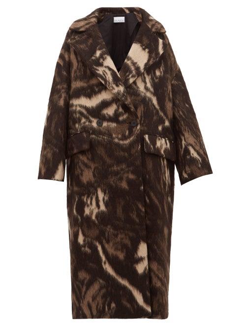 Matchesfashion.com Raey - Double Breasted Animal Print Wool Blend Coat - Womens - Brown Print