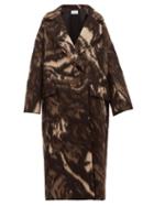Matchesfashion.com Raey - Double Breasted Animal Print Wool Blend Coat - Womens - Brown Print