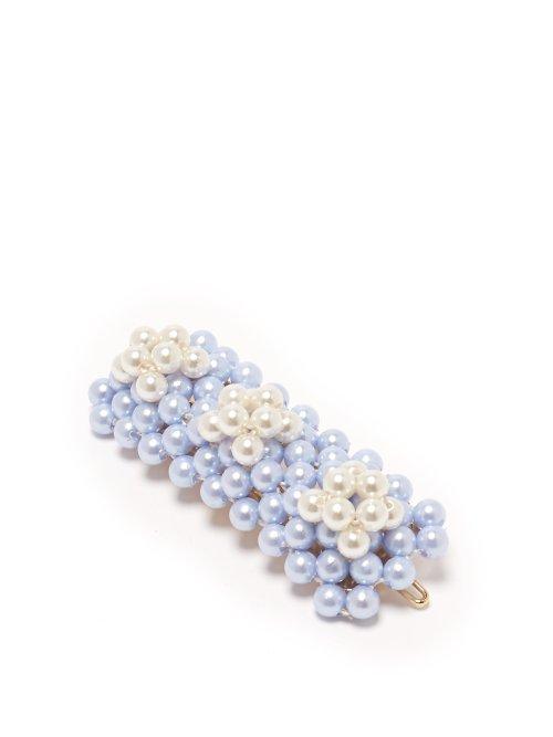 Matchesfashion.com Shrimps - Antonia Bead Embellished Hair Clip - Womens - Blue