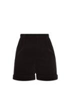 Saint Laurent - High-rise Cotton-velvet Shorts - Womens - Black