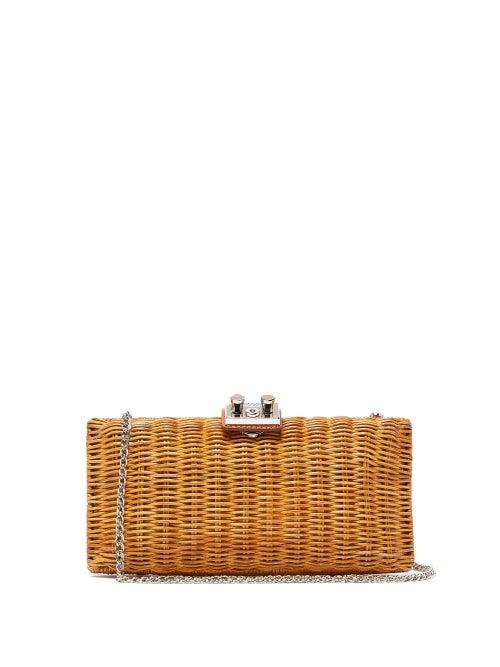 Matchesfashion.com Rodo - Leather-trimmed Wicker Clutch - Womens - Camel