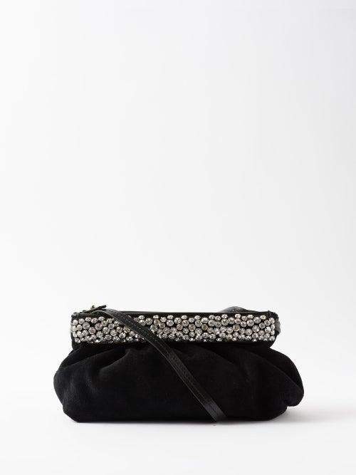 Isabel Marant - Luzes Crystal-embellishment Suede Clutch Bag - Womens - Black