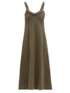 Matchesfashion.com Belize - Tamara Braided Scoop-neck Pilled-ramie Midi Dress - Womens - Khaki