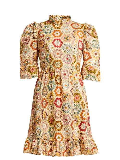 Matchesfashion.com Batsheva - Kaleidoscopic Print Cotton Dress - Womens - Multi