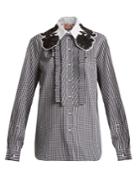No. 21 Embellished-collar Gingham Cotton Shirt