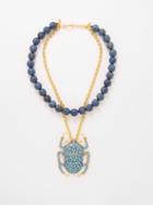 Begm Khan - Scarab Mustique 24kt Gold-plated Choker - Womens - Blue Multi