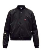 Matchesfashion.com Saint Laurent - Galaxy Print Satin Varsity Jacket - Mens - Black Multi