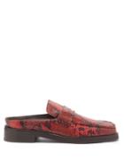 Matchesfashion.com Martine Rose - Arches Backless Python-effect Leather Loafers - Womens - Red