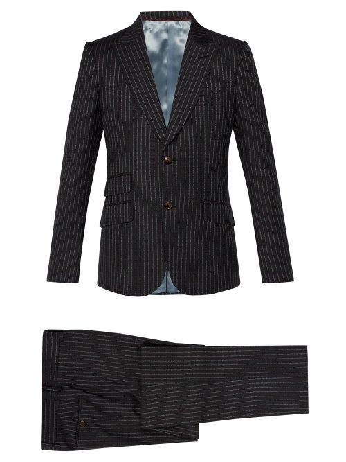 Matchesfashion.com Gucci - Heritage Logo Print Wool Suit - Mens - Grey