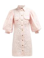 Matchesfashion.com Ganni - Sandrose Broderie Anglaise Cotton Mini Dress - Womens - Light Pink