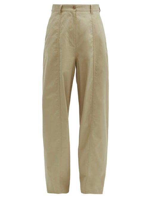 Matchesfashion.com Mm6 Maison Margiela - High-rise Cotton-gabardine Wide-leg Trousers - Womens - Camel