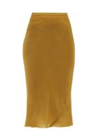 Rick Owens - Ribbed-waist Satin Midi Skirt - Womens - Yellow