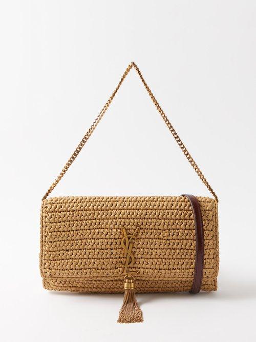 Saint Laurent - Kate 99 Raffia Shoulder Bag - Womens - Beige