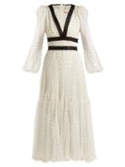 Matchesfashion.com Maria Lucia Hohan - Opal Geometric Print Silk Midi Dress - Womens - White Print