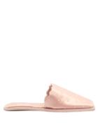 Matchesfashion.com Carlotha Ray - Floral-embroidered Backless Satin Slippers - Womens - Pink
