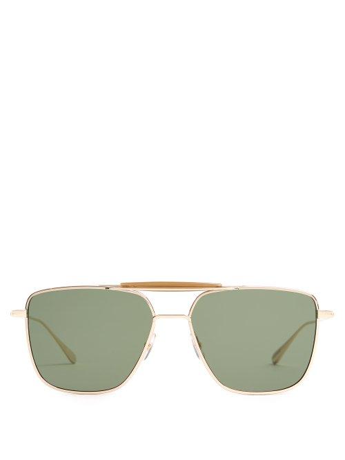 Matchesfashion.com Garrett Leight - Convoy 56 Aviator Sunglasses - Mens - Gold