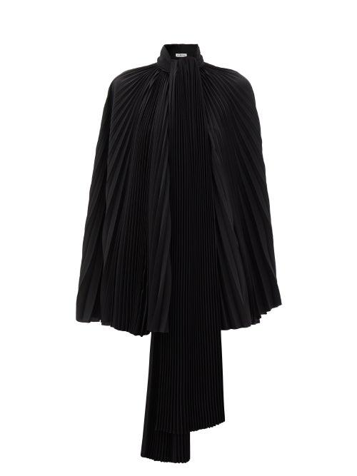 Matchesfashion.com Balenciaga - Pleated-satin Cape Top - Womens - Black