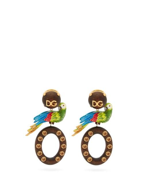 Matchesfashion.com Dolce & Gabbana - Parrot Drop Clip Earrings - Womens - Multi