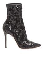 Matchesfashion.com Gianvito Rossi - Sequin Embellished 105 Ankle Boots - Womens - Black