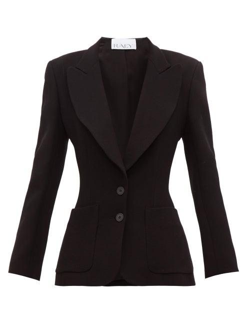 Matchesfashion.com Raey - Wide-lapel Fitted Wool-crepe Jacket - Womens - Black