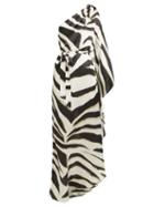 Matchesfashion.com Melissa Odabash - Lauren Asymmetric Zebra Striped Crepe Maxi Dress - Womens - Black White
