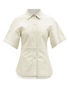 Matchesfashion.com Stand Studio - Alivia Leather Short-sleeved Shirt - Womens - Ivory