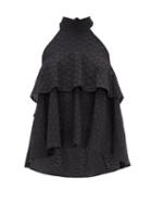 Matchesfashion.com La Doublej - Bonbon Halterneck Broderie-anglaise Cotton Top - Womens - Black