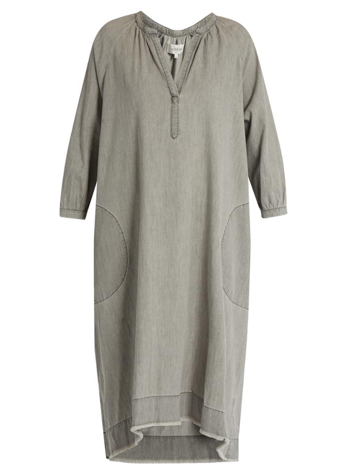 The Great The Homestead Frayed-hem Denim Dress