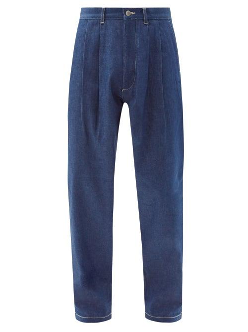 Matchesfashion.com E. Tautz - Pleated High-rise Wide-leg Jeans - Mens - Indigo
