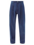 Matchesfashion.com E. Tautz - Pleated High-rise Wide-leg Jeans - Mens - Indigo