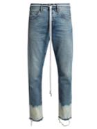 Off-white Frayed-hem Mid-rise Cropped Jeans