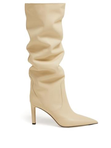 Matchesfashion.com Jimmy Choo - Mavis 85 Knee High Leather Boots - Womens - Cream