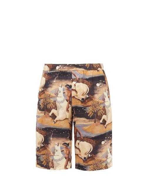 Matchesfashion.com Endless Joy - Europa Printed Silk Shorts - Mens - Multi