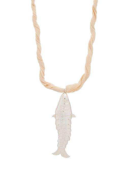 Matchesfashion.com Jil Sander - Fish-pendant Silk Necklace - Womens - White