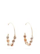 Matchesfashion.com Elise Tsikis - Megara Shell Gold Plated Hoop Earrings - Womens - White