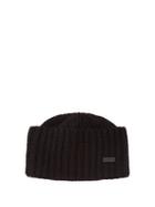 Matchesfashion.com Saint Laurent - Logo-tab Rib-knitted Cashmere Beanie Hat - Mens - Black