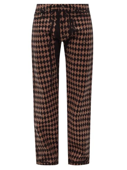 Maximilian - Harlequin-print Straight-leg Jeans - Mens - Black