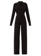 Matchesfashion.com Norma Kamali - Belted Jersey Straight-leg Jumpsuit - Womens - Black