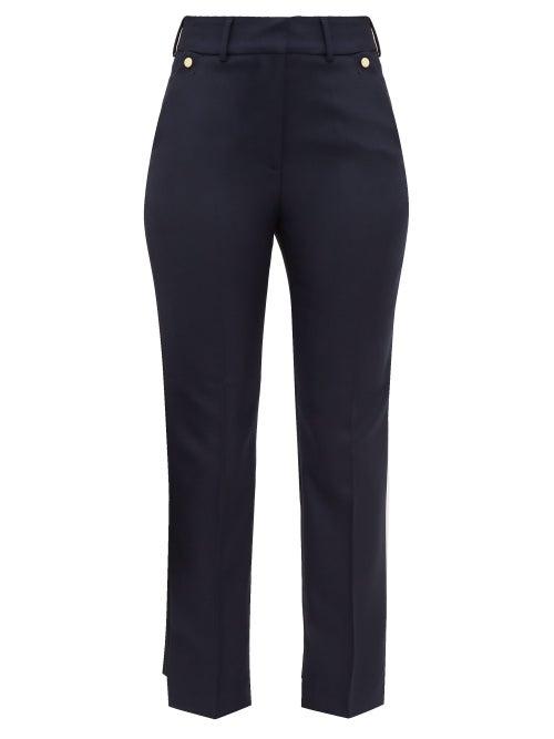 Matchesfashion.com Petar Petrov - Helen Contrast Back Wool Trousers - Womens - Black Navy