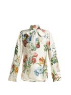 Dolce & Gabbana Floral And Vase-print Silk Blouse