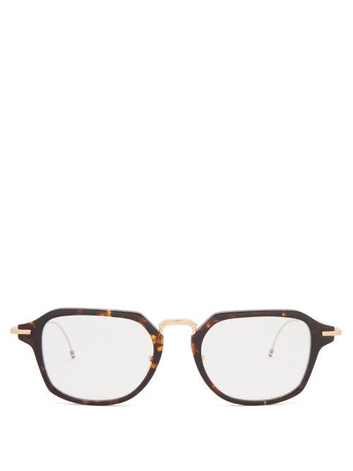 Thom Browne - Square Acetate And Titanium Glasses - Mens - Brown