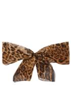 Matchesfashion.com Saint Laurent - Leopard Print Silk Chiffon Pussy Bow Scarf - Womens - Brown