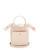 Matchesfashion.com Sophie Hulme - Nano Knot Leather And Satin Bucket Bag - Womens - White Multi