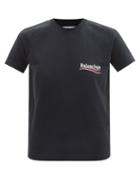 Balenciaga - Logo-embroidered Cotton-jersey T-shirt - Womens - Black White