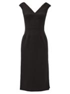 Matchesfashion.com Dolce & Gabbana - V-neck Tailored Wool-blend Dress - Womens - Black