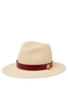 Matchesfashion.com Valentino Garavani - Roman Stud Leather-trimmed Straw Hat - Womens - Beige