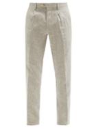 Matchesfashion.com Etro - Pleated Linen Slim-leg Trousers - Mens - Beige