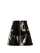 Balmain High-rise Patent-leather Skirt